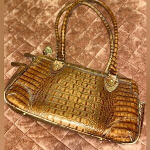 Brahmin Tan Crocodile-Embossed Shoulder Bag